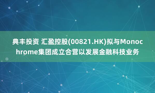 典丰投资 汇盈控股(00821.HK)拟与Monochrome集团成立合营以发展金融科技业务