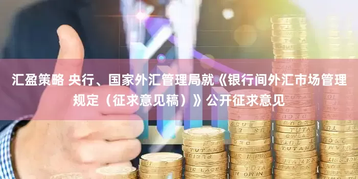 汇盈策略 央行、国家外汇管理局就《银行间外汇市场管理规定（征求意见稿）》公开征求意见